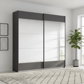 Mali Graphite & Mirror Sliding Door Wardrobe - Width 181cm