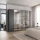 Ashworth Metallic Grey 6 Door Hinged Wardrobe - W271cm - Pendle Village Furniture