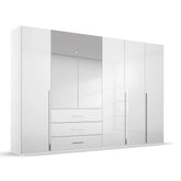 Rauch Montclar White High Gloss 6 Door Wardrobe with Drawers - Pendle Village Furniture