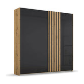 Rauch Mosbach Basalt Glass Sliding Door Wardrobe - W181cm - Pendle Village Furniture