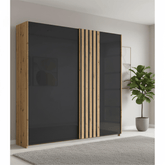 Rauch Mosbach Basalt Glass Sliding Door Wardrobe - W181cm