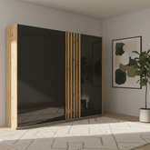 Rauch Mosbach Basalt Glass Sliding Door Wardrobe - W226cm
