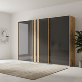 Rauch Mosbach Basalt Glass Large 3 Door Sliding Wardrobe -271