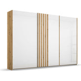 Rauch Mosbach White Glass Large 3 Door Sliding Wardrobe - W271cm - Pendle Village Furniture