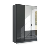 Mulheim 3 Door Basalt Glass Wardrobe with Drawers and Mirror - Pendle Village Furniture