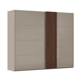 Rauch Tegra Fusion Fango Glass and Walnut Oak Sliding Door Wardrobe - Pendle Village Furniture