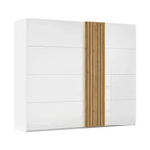 Rauch Tegra Fusion White Glass and Wild Oak Sliding Door Wardrobe - Pendle Village Furniture
