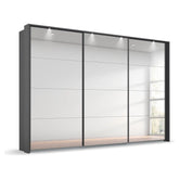 Rauch Prism Metallic Grey 3 Door Full Mirror Sliding Wardrobe - 271cm - Pendle Village Furniture