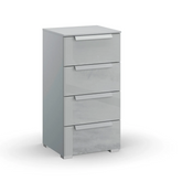 Rauch Perth 4 Drawer Silk Grey Glass Narrow Chest - Pendle Village Furniture