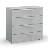 Rauch Perth 4 Drawer Silk Grey Glass Wide Chest - Pendle Village Furniture