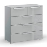 Rauch Perth 5 Drawer Silk Grey Glass Chest - Pendle Village Furniture