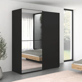 Supreme Duo Black Glass & Mirror 2 Door Sliding Door Wardrobe