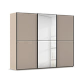 Supreme Duo Fango 3 Door Sliding Wardrobe with Mirror & Black Trim