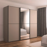 Supreme Duo Fango 3 Door Sliding Wardrobe with Mirror & Black Trim