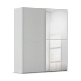 Supreme Duo Silk Grey 2 Door Sliding Door Wardrobe with Mirror