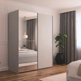 Supreme Duo Silk Grey 2 Door Sliding Door Wardrobe with Mirror