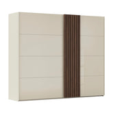 Rauch Tegra Fusion Champagne Glass and Walnut Oak Sliding Door Wardrobe - Pendle Village Furniture