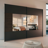 Vestro Metallic Grey Sliding Door Wardrobe With Mirror - Pendle Village Furniture