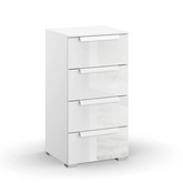 Rauch Perth 4 Drawer White Glass Narrow Chest - Pendle Village Furniture