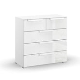 Rauch Perth 5 Drawer White Glass Chest - Pendle Village Furniture