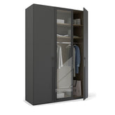 Kacey 151cm 3 Door Wardrobe With Middle Glass Door - Pendle Village Furniture