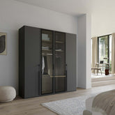 Rauch Kacey 201cm 4 Door Wardrobe 2 Transparent Glass Doors - Pendle Village Furniture