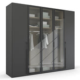 Kacey 251cm 5 Door Wardrobe 3 Glass Doors - Pendle Village Furniture