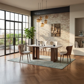 Reid Walnut & Sunset Cloud Vein Dining Table with 6 Chairs