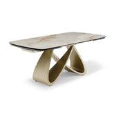 Renzo extending dining table with Sunset Statuario stone top