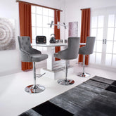 Rimini Height Adjustable Grey Brushed Velvet Bar Stool - Pendle Village Furniture