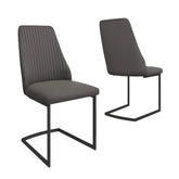 Blakely Dark Grey Leather Dining Chairs - Set of 4 - Pendle Village Furniture