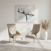 Roma Mink Velvet Lion Knocker Back Set of 4 Dining Chairs