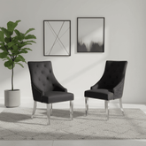 Roma Black Velvet Lion Knocker Back Set of 4 Dining Chairs
