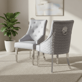 Roma Lion Knocker Back Shimmer Dining Chairs - Set of 4