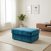 Rome Maeve banquette footstool with velvet upholstery and elegant design.