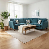 Large chaise group sofa with high back support and deep cushions.