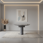 Romeo High Gloss Grey Round Extending Dining Table