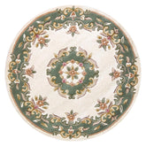 Royal Cream and Green Round & Half - Moon Traditional Rugs - Pendle Village Furniture
