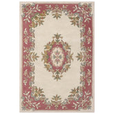 Royal Cream and Rose Hand Tufted Wool Traditional Rug - Pendle Village Furniture