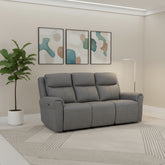 Dylan Mushroom Fabric 3 Seater Power Recliner Sofa - Pendle Village Furniture