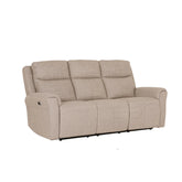 Dylan Mushroom Fabric 3 Seater Power Recliner Sofa - Pendle Village Furniture