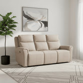 Dylan Mushroom Fabric 3 Seater Power Recliner Sofa