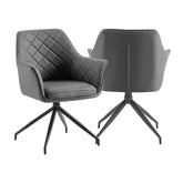 Russo Grey soft PU Leather Swivel Dining Chairs with arms and Black Metal Spider Style Legs Buy as Set of 4, 6 or 8 Dining Chairs by Pendle Village Furniture