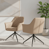 Russo Mink PU Leather Swivel Set of 4 Dining Chairs