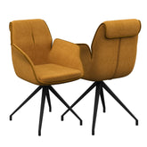 Marcela Mustrad Fabric Swivel Dining Armchair with Black Metal Legs