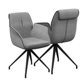 Marcela Grey Fabric Swivel Dining Armchair with Black Metal Legs