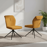 Marcela Mustard Fabric Swivel Dining Chair - Set of 4