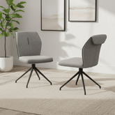 Marcela Grey Fabric Swivel Dining Chair - Set of 4