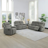 Salford Light Grey Fabric Manual Recliner Sofa Collection - Pendle Village Furniture
