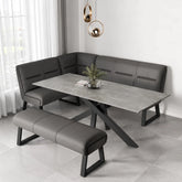 Samurai Grey Ceramic Dining Table With Corner Bench Set